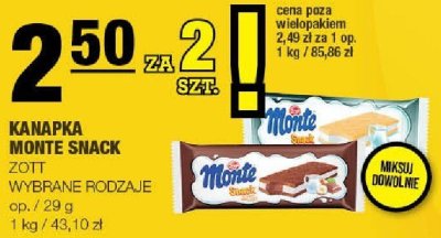 Kanapka Monte Snack Zott promocja w SPAR