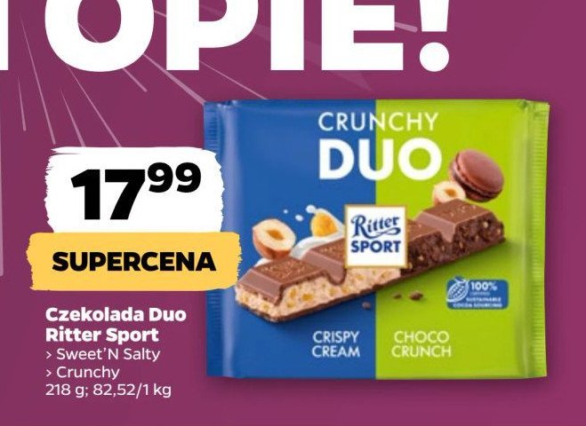 Czekolada sweet'n salty Ritter sport promocja w Netto