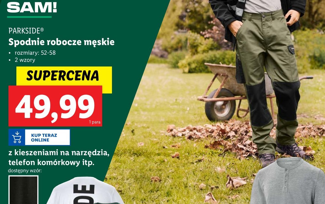 Spodnie robocze męskie 52-58 Parkside promocja w Lidl