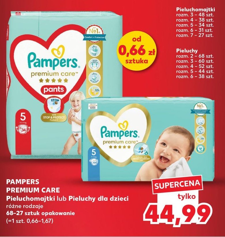 Pieluchy dla dzieci 2 Pampers premium care promocja