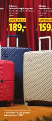 Walizka Wittchen średnia z polipropylenu 66,5×46×26 cm lub 66,5×47×27,5/31,5 cm 64-80L promocja w Lidl