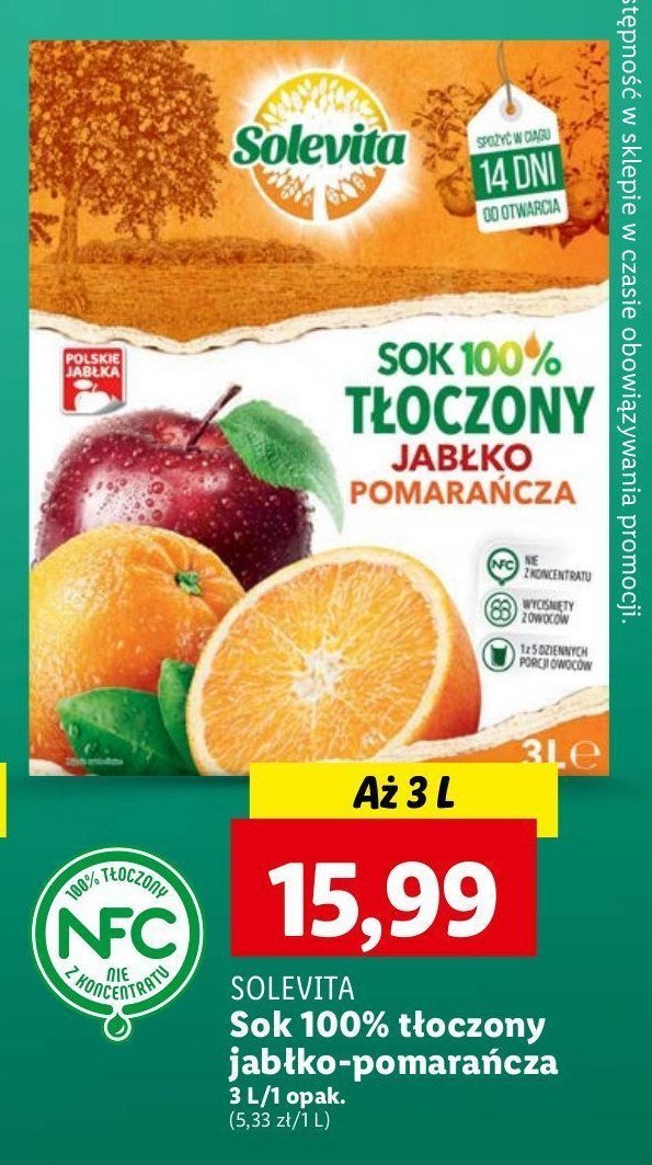 Sok jabłkowo-pomarańczowy Solevita promocja