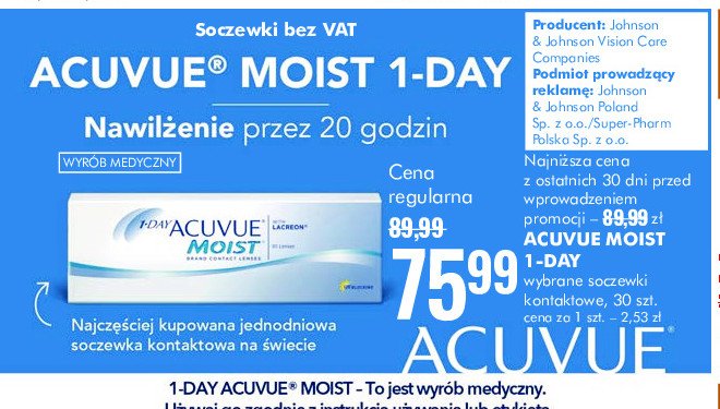 Soczewki kontanktowe Acuvue moist promocja
