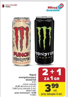 Napój energetyzujący MONSTER różne rodzaje promocja w Carrefour