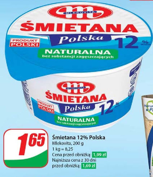 Śmietana polska 12 % Mlekovita promocja w Dino