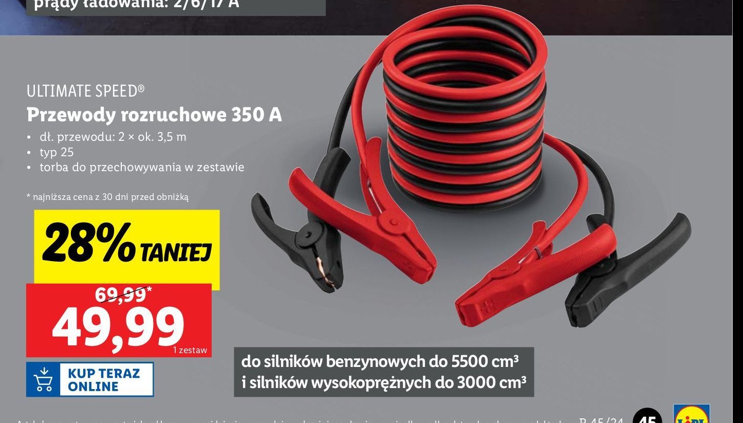 Przewody rozruchowe 350a Ultimate speed promocja w Lidl