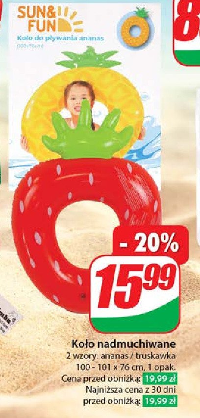 Koło do pływania ananas promocja w Dino
