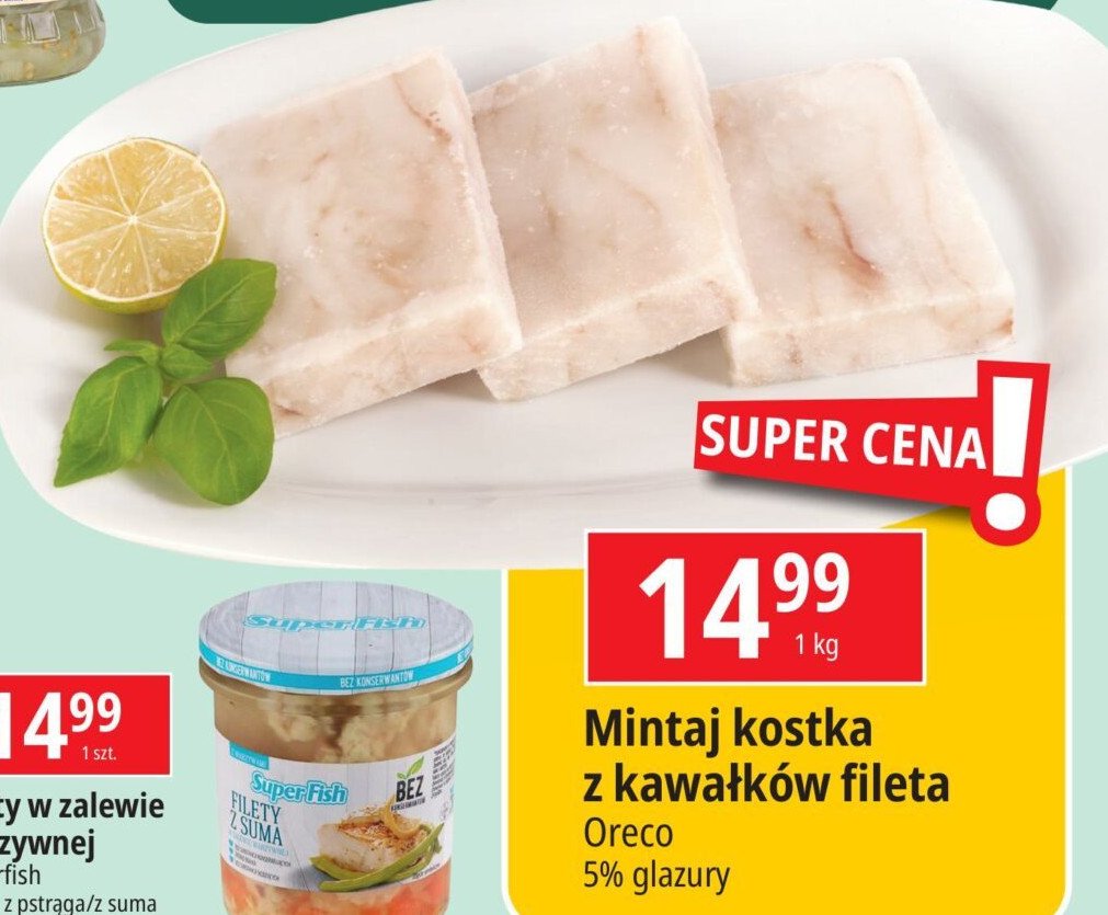 Mintaj kostka z kawałków Oreco promocja w Leclerc