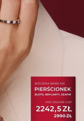 Pierścionek złoto, brylanty, szafir B0956-100 promocja w Briju