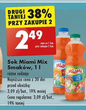 Sok marchew-malina-jabłko Miami promocja w Biedronka