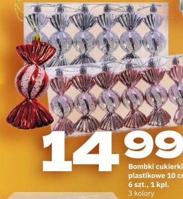 Bombki cukierki plastikowe 10 cm 3 kolory promocja w Twój Market