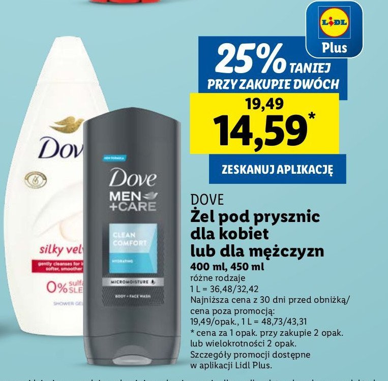 Żel pod prysznic clean comfort Dove men+care promocja w Lidl