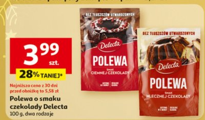 Polewa o smaku czekolady Delecta promocja w Auchan