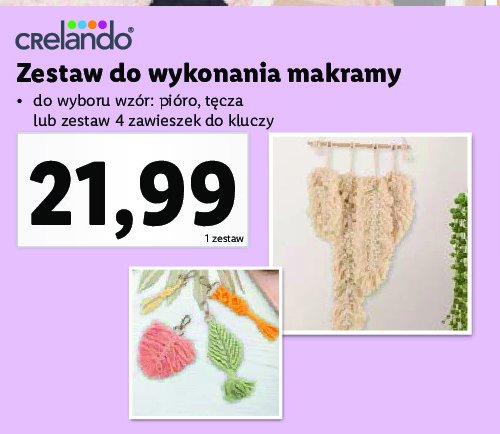 Zestaw do tworzenia makramy pi贸ro Crelando promocja