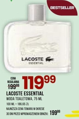 Woda toaletowa Lacoste Essential, 75 ml, 100 ml = 106.65 zł promocja w Drogerie Natura