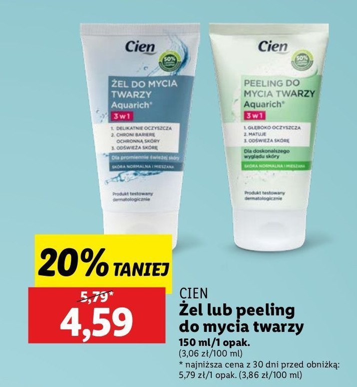 Żel do mycia twarzy Cien aqua rich promocja