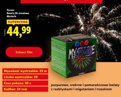 Bateria 20-strzałowa Pyroco Mysterie promocja w Lidl