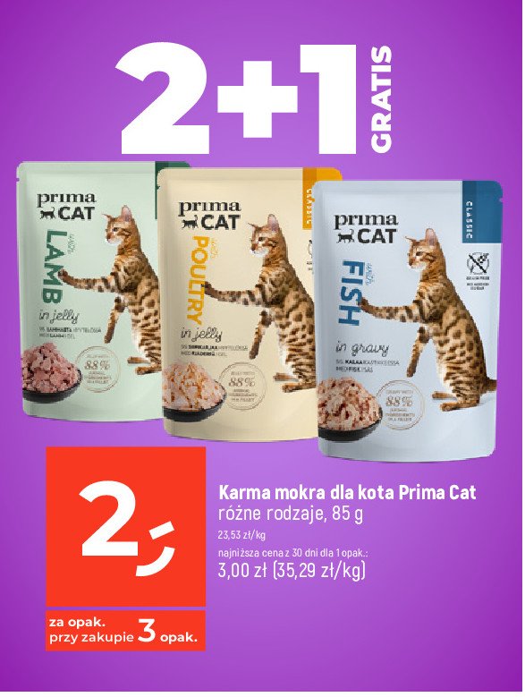 Karma dla kota z rybą w galarecie PRIMA CAT promocja