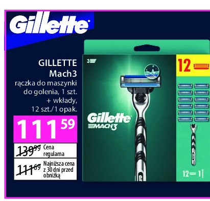 Maszynka do golenia + 12 wkładów Gillette mach3 promocja