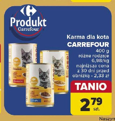 Karma dla kota z wołowina CARREFOUR COMPANINO promocja