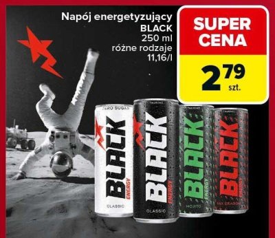 Napój energetyzujący BLACK 250 ml różne rodzaje promocja w Carrefour