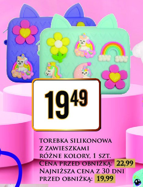 Torebka silikonowa z zawieszkami promocja w Dino