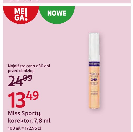 Korektor w płynie nr 02 beige Miss sporty perfect to last 24h promocja w Rossmann