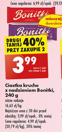 Ciasteczka kruche z nadzieniem owocowym i polewą kakaową Bonitki promocja