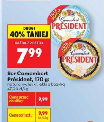 Ser Camembert Président, 170 g promocja w Biedronka
