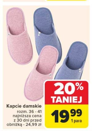 Kapcie damskie 36-41 promocja w Carrefour