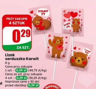 Lizak serduszko  promocja w Dino
