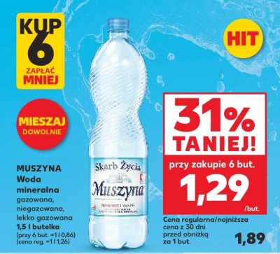 Woda Muszyna mineralna lekko gazowana 1,5 l  promocja w Kaufland