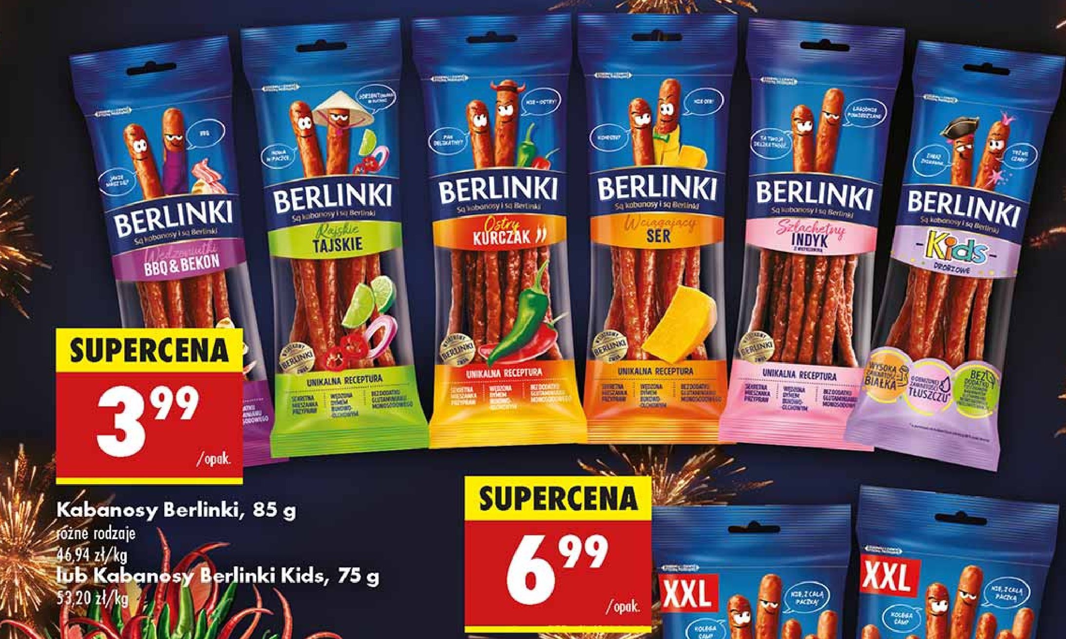 Kabanosy rajskie tajskie Morliny berlinki promocja w Biedronka