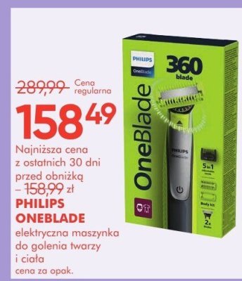 Elektryczna maszynka do golenia twarzy i ciała PHILIPS ONEBLADE promocja w Super-Pharm