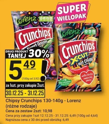Chipsy Crunchips 130-140g - Lorenz (różne rodzaje) promocja w Hitpol