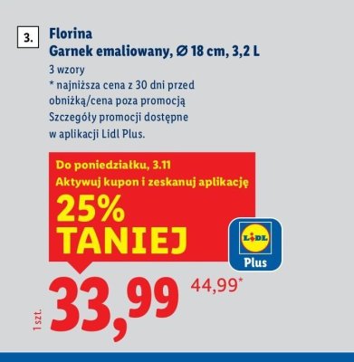 Garnek emaliowany ⌀ 18 cm promocja w Lidl