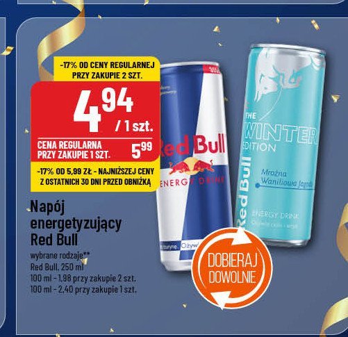 Napój mroźna waniliowa jagoda Red bull the winter edition promocja