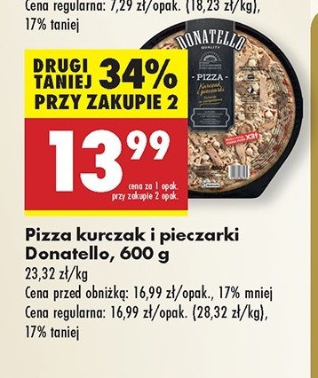Pizza kurczak i pieczarki Donatello pizza promocja w Biedronka