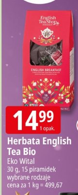 Herbata English Tea Bio Eko Wital promocja w Leclerc
