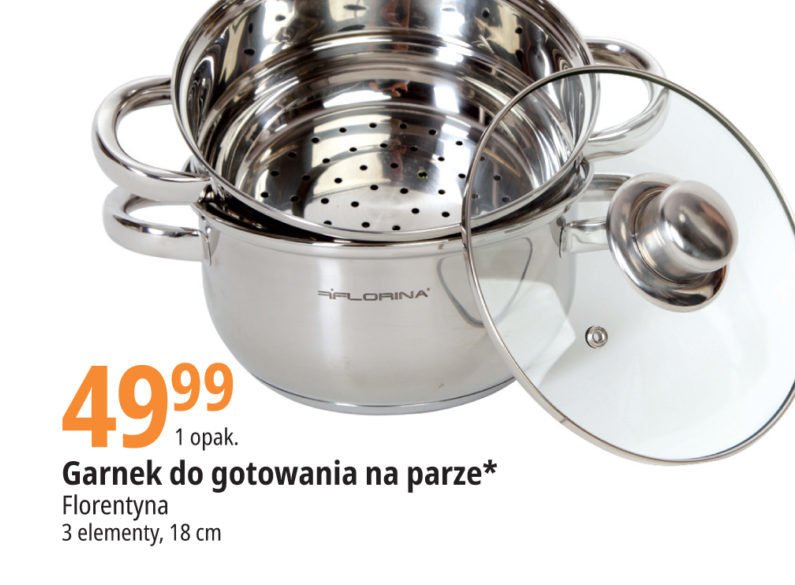 Komplet garnk贸w do gotowania na parze 艣r. 18 cm Florentyna promocja