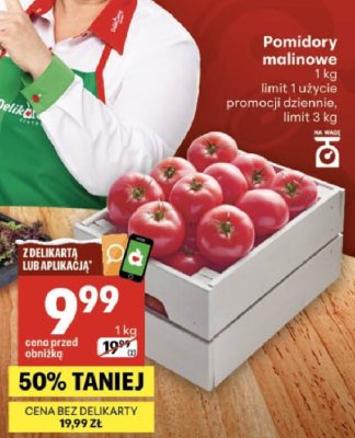 Pomidory malinowe promocja w Delikatesy Centrum