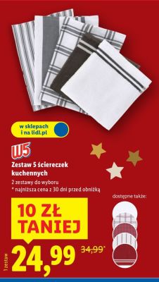 Zestaw 5 ściereczek kuchennych  promocja w Lidl
