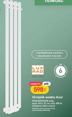 Grzejnik wodny Azur biały 140 x 27 cm, moc 388 W promocja w Castorama