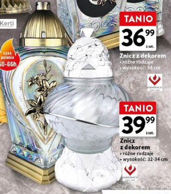 Znicz z dekorem różne rodzaje wysokość 34cm promocja w Intermarche