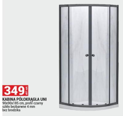 Kabina KABINA PÓŁOKRĄGŁA UNI 90x90x185 cm, profil czarny szkło bezbarwne 4 mm bez brodzika promocja w Merkury Market
