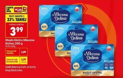 Masło Ekstra Mleczna Dolina promocja w Biedronka