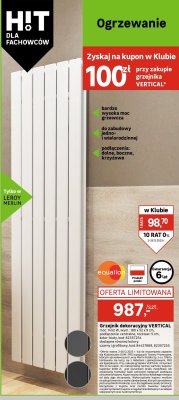 Grzejnik dekoracyjny VERTICAL moc: 1452 W, wym. 180 x 52 x 9 cm, podłączenie: centralne, rozstaw: 5 cm, kolor: biały promocja w Leroy Merlin