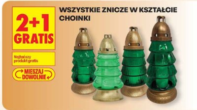 Znicze w kształcie choinki, 2+1 gratis promocja w Biedronka