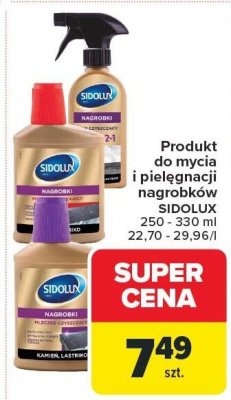 Produkty do mycia i pielęgnacji nagrobków Sidolux promocja w Carrefour