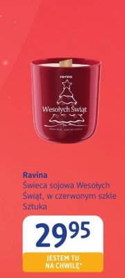 Świeca sojowa Ravina Wesołych Świąt w czerwonym szkle promocja w Drogerie DM